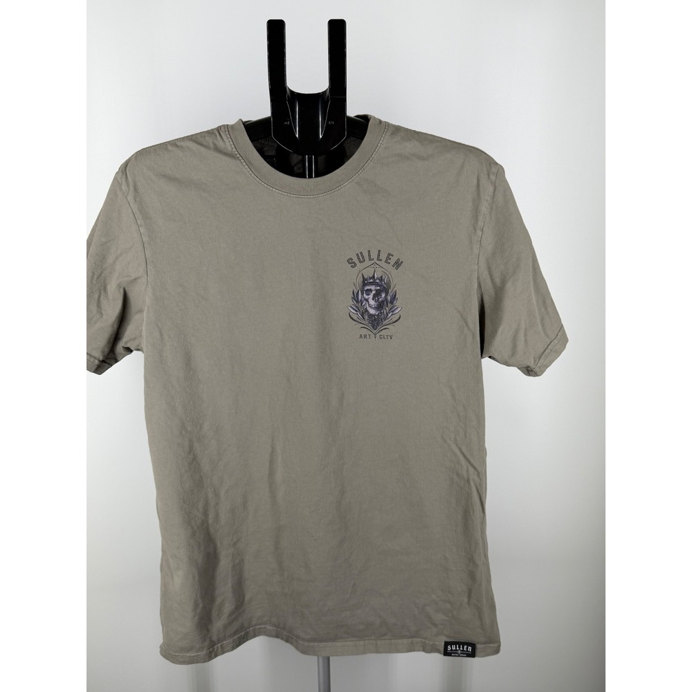 Sullen Art Collective Mens Crowned Skull Graphic T-Shirt Olive Green L